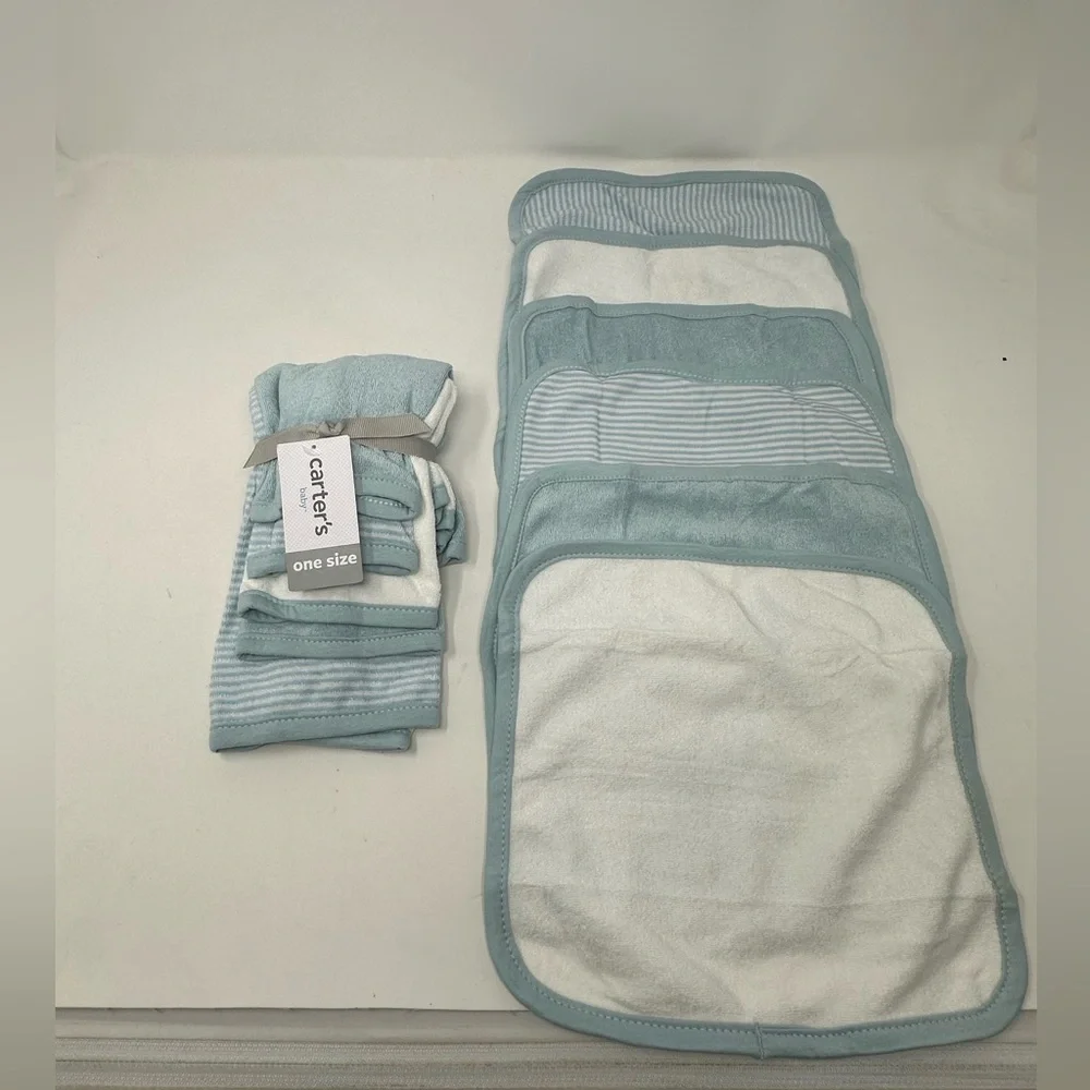 NEW!! Carters Baby 6 Pack Burp Rags Wash Cloths Blue White MSRP $24